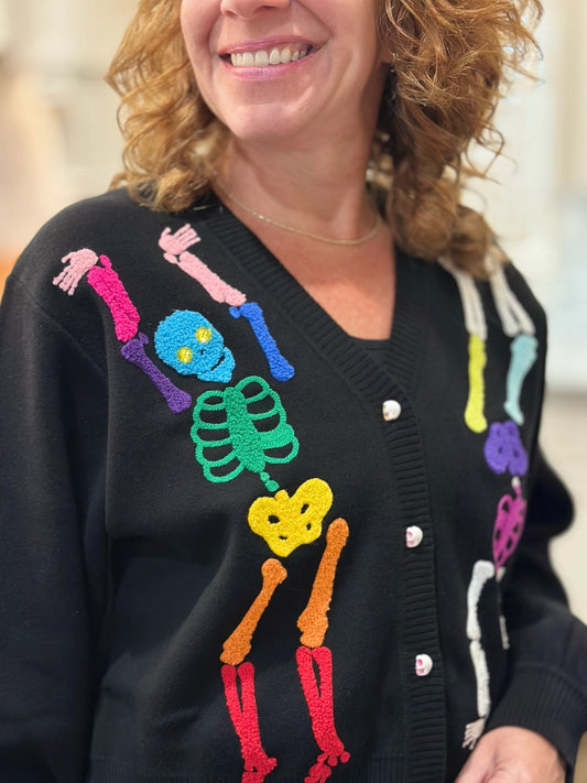 Black Rainbow Skeleton Button Up Cardi