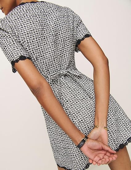 Square Neck Tweed Mini Dress