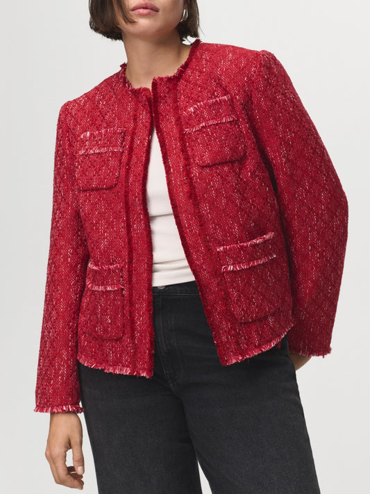 Tweed jacket with frayed ends