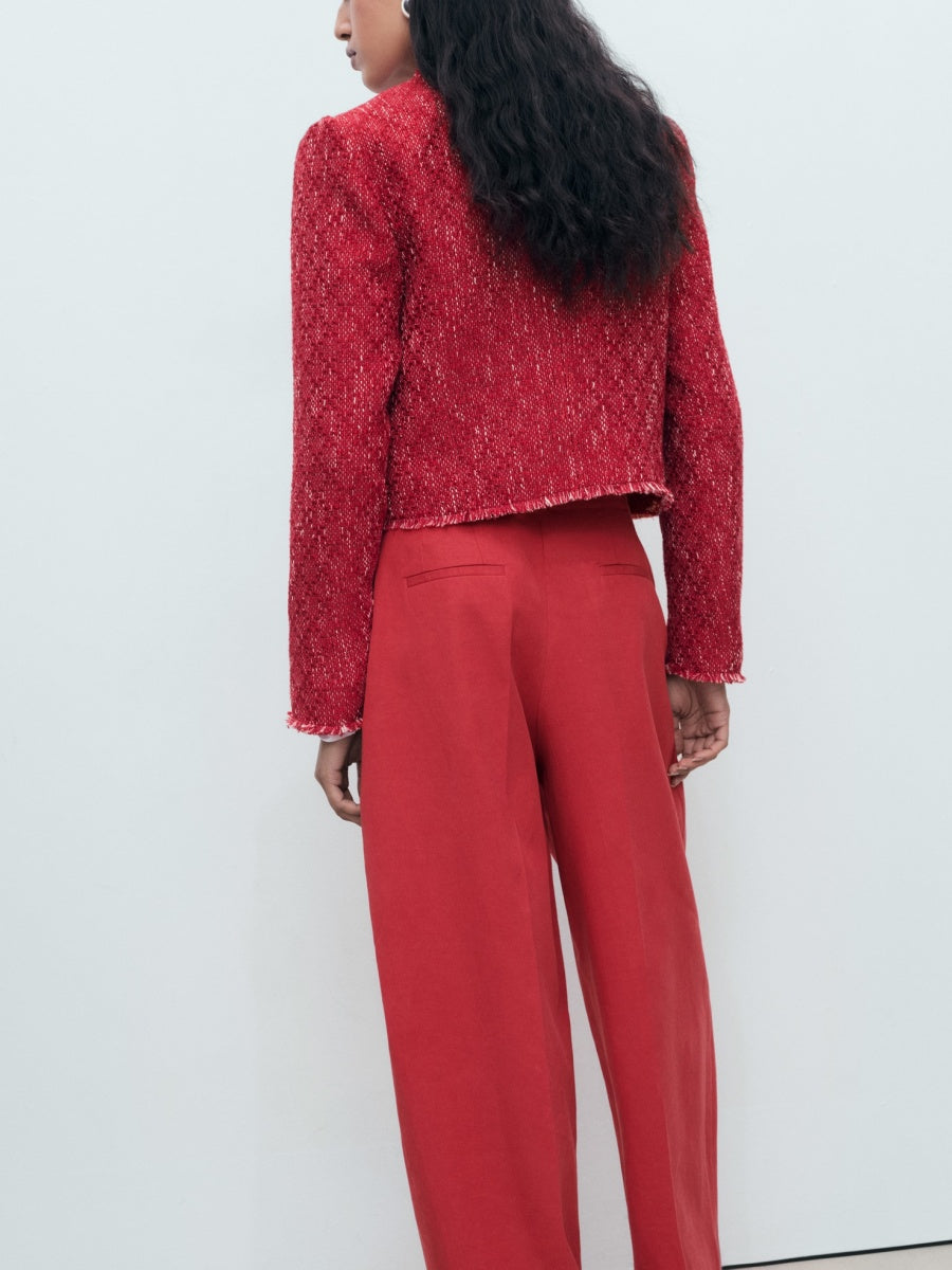 Tweed jacket with frayed ends