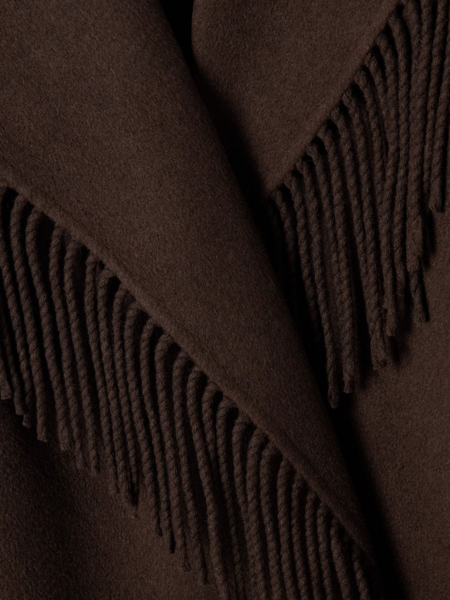 Fringed Wool-Blend Felt Coat