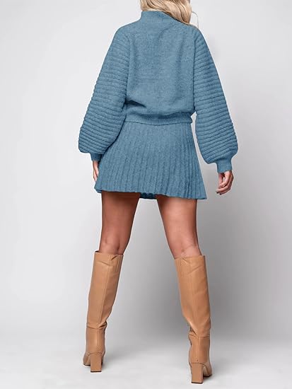 Knit Sweaters And Mini Skirt Two Piece