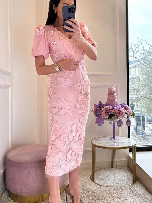 PINK 3D FLOWER DRESS