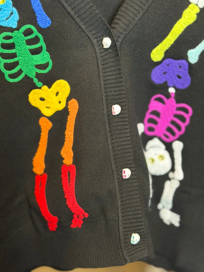 Black Rainbow Skeleton Button Up Cardi