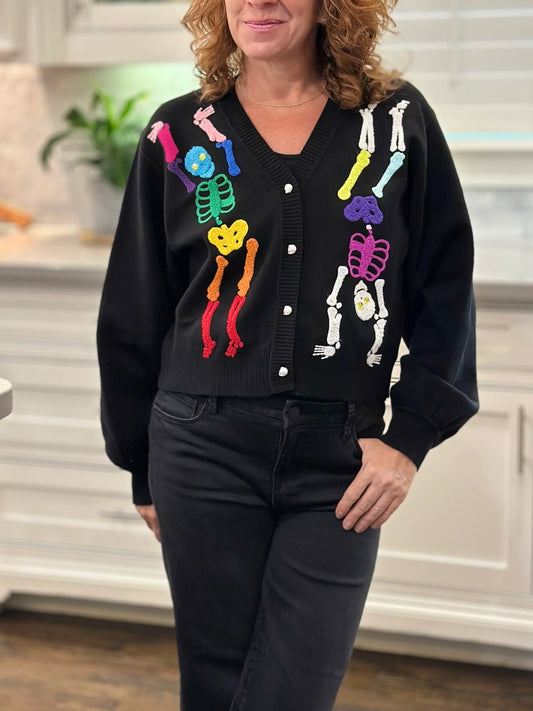 Black Rainbow Skeleton Button Up Cardi