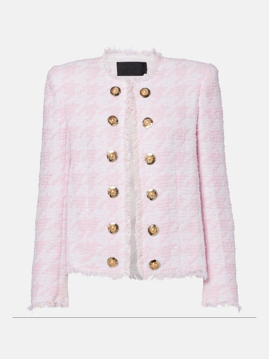 Houndstooth Cotton-Blend Tweed Jacket