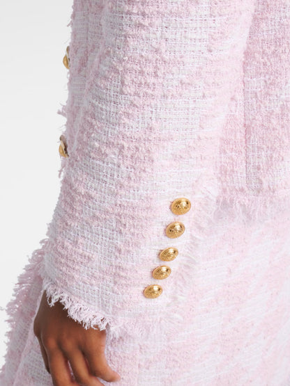 Houndstooth Cotton-Blend Tweed Jacket