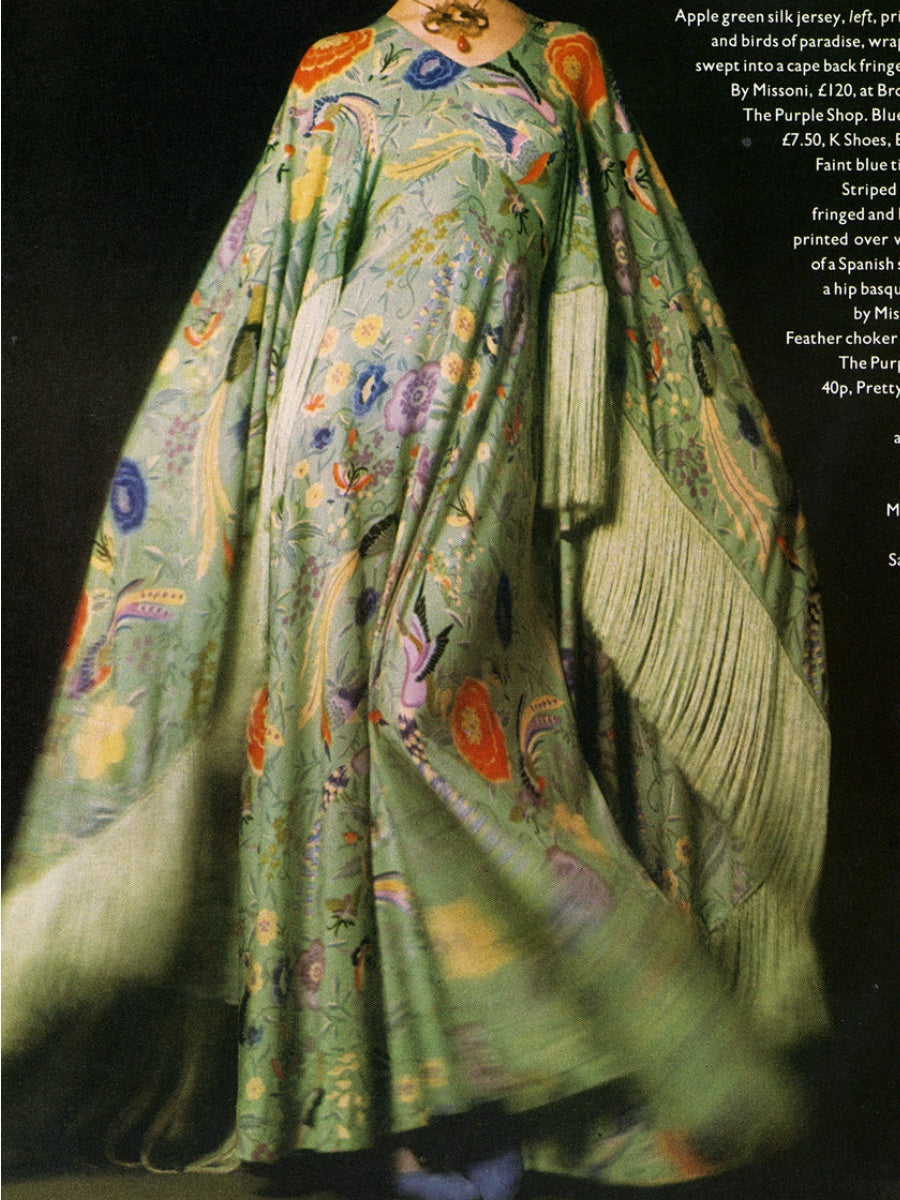 Colorful Floral Bird Print Caftan Gown