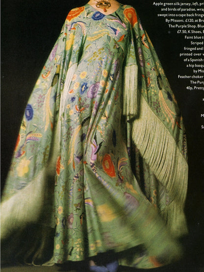 Colorful Floral Bird Print Caftan Gown