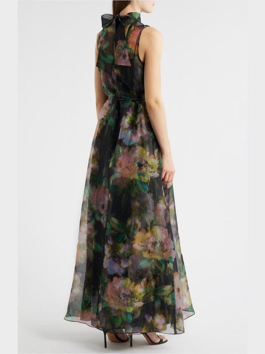 Tie Neck Organza Cocktail Dress