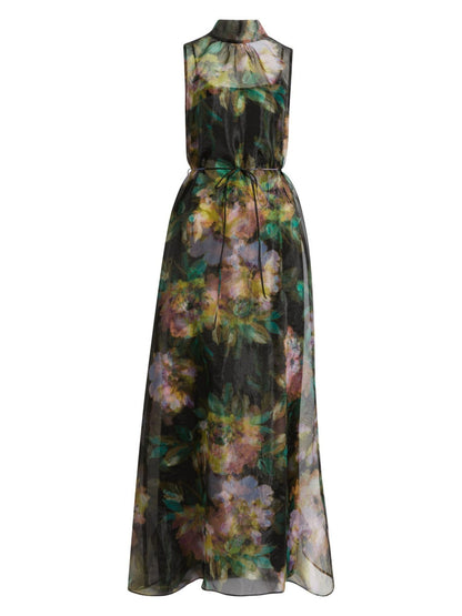 Tie Neck Organza Cocktail Dress