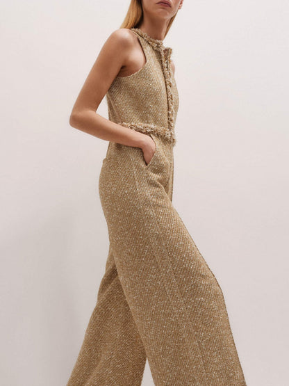 Metallic Tweed Jumpsuit