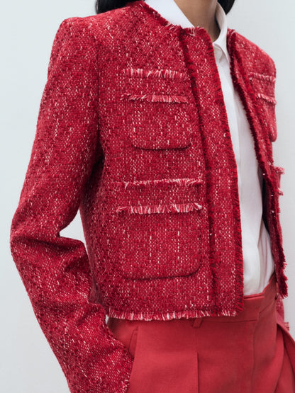 Tweed jacket with frayed ends