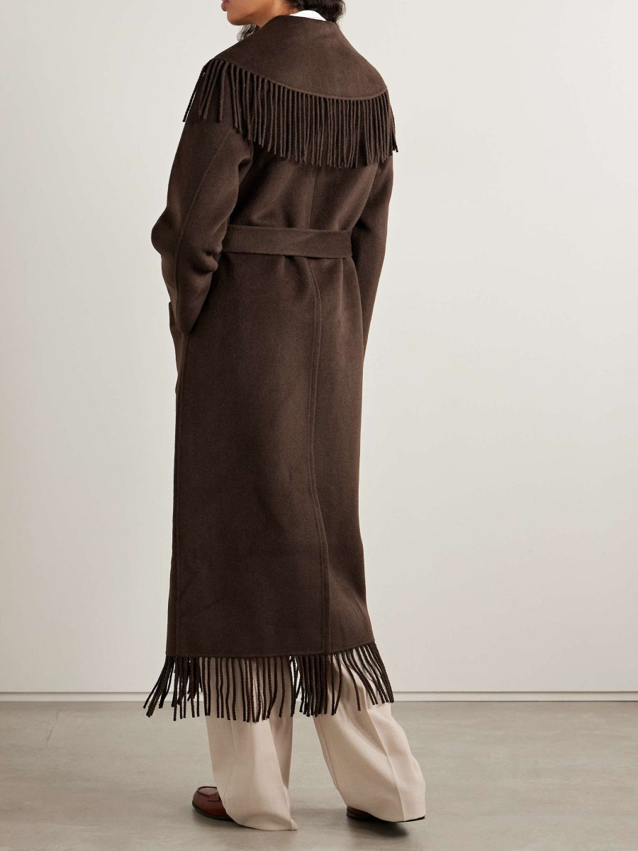Fringed Wool-Blend Felt Coat