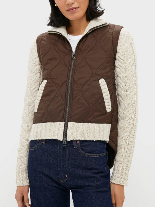 Cable-Knit Sleeves Jacket