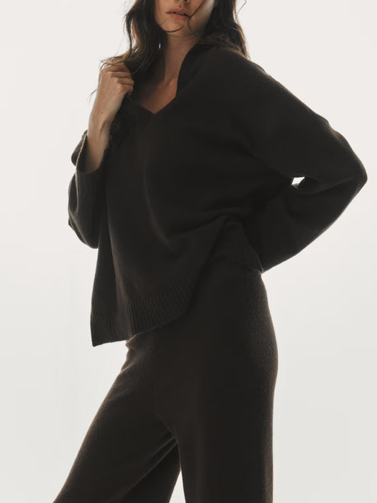 Fine-Knit Collared Jumper Set