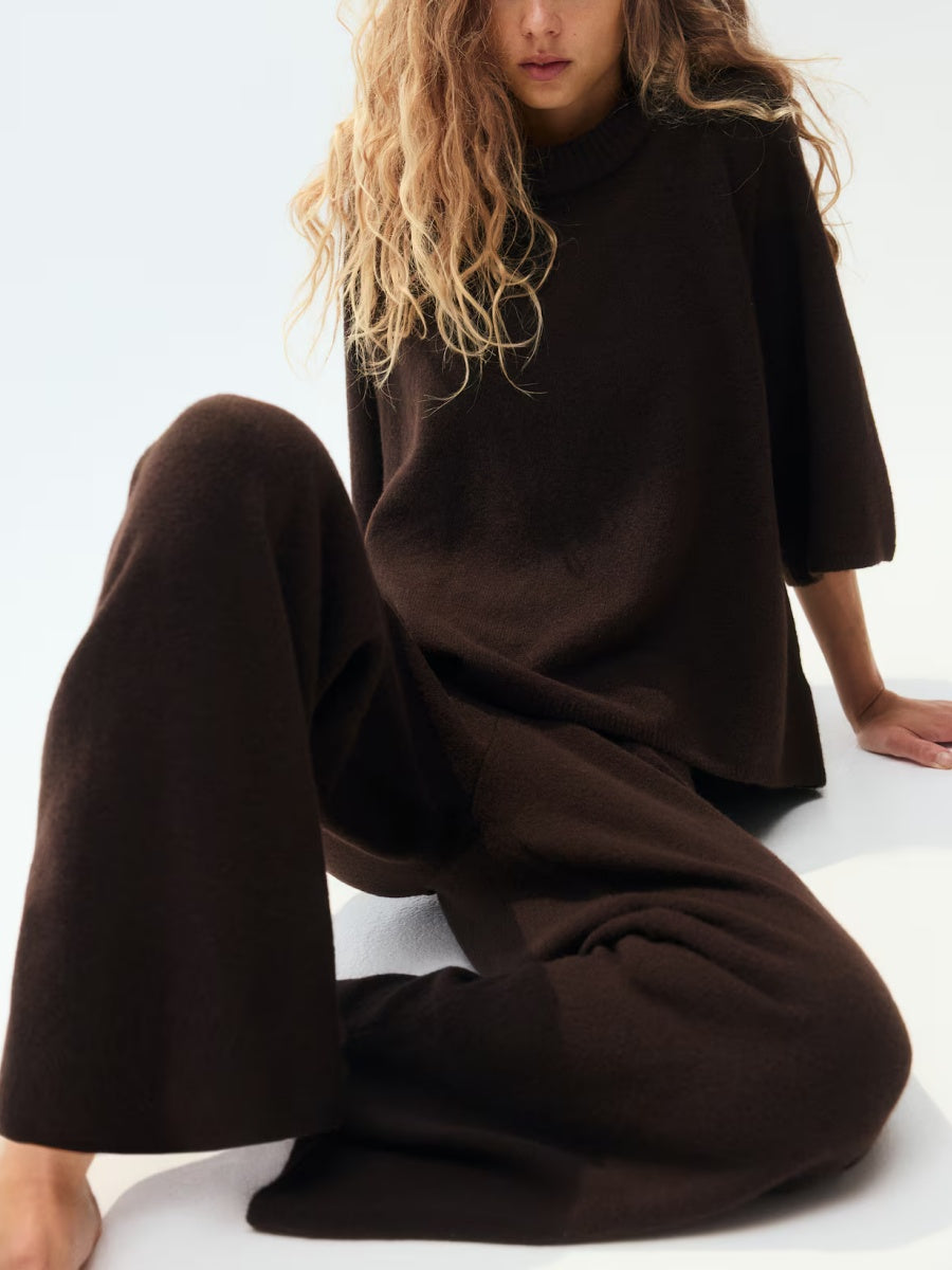 Fine-Knit Collared Jumper Set