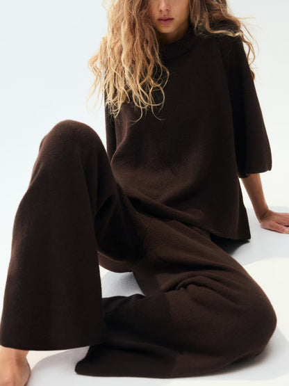 Fine-Knit Collared Jumper Set