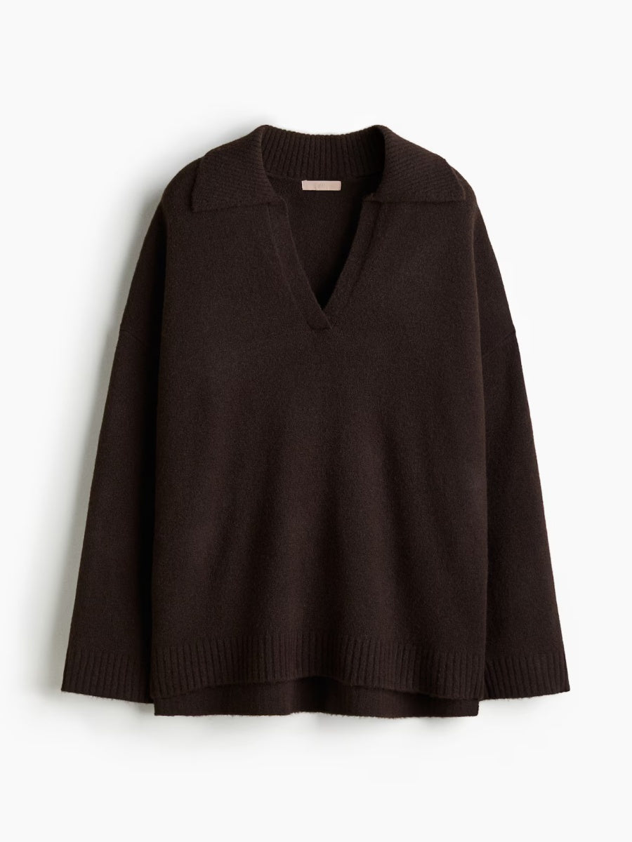 Fine-Knit Collared Jumper Set