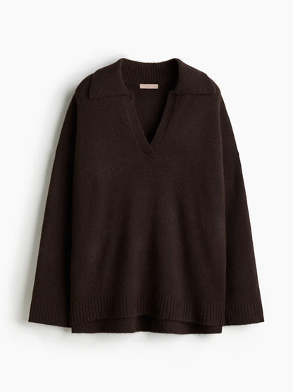 Fine-Knit Collared Jumper Set