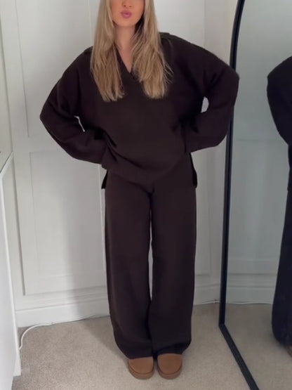 Fine-Knit Collared Jumper Set