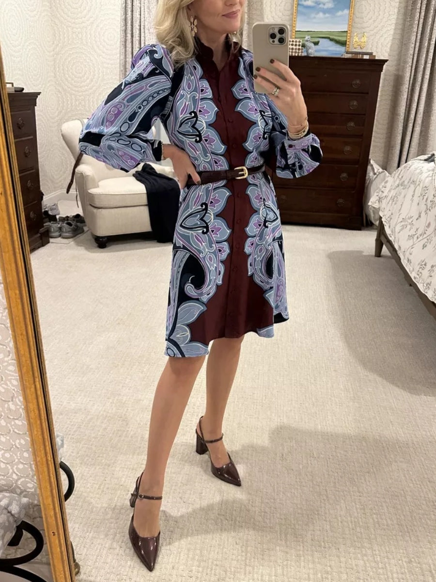 Ruffle Collar Flare Dress