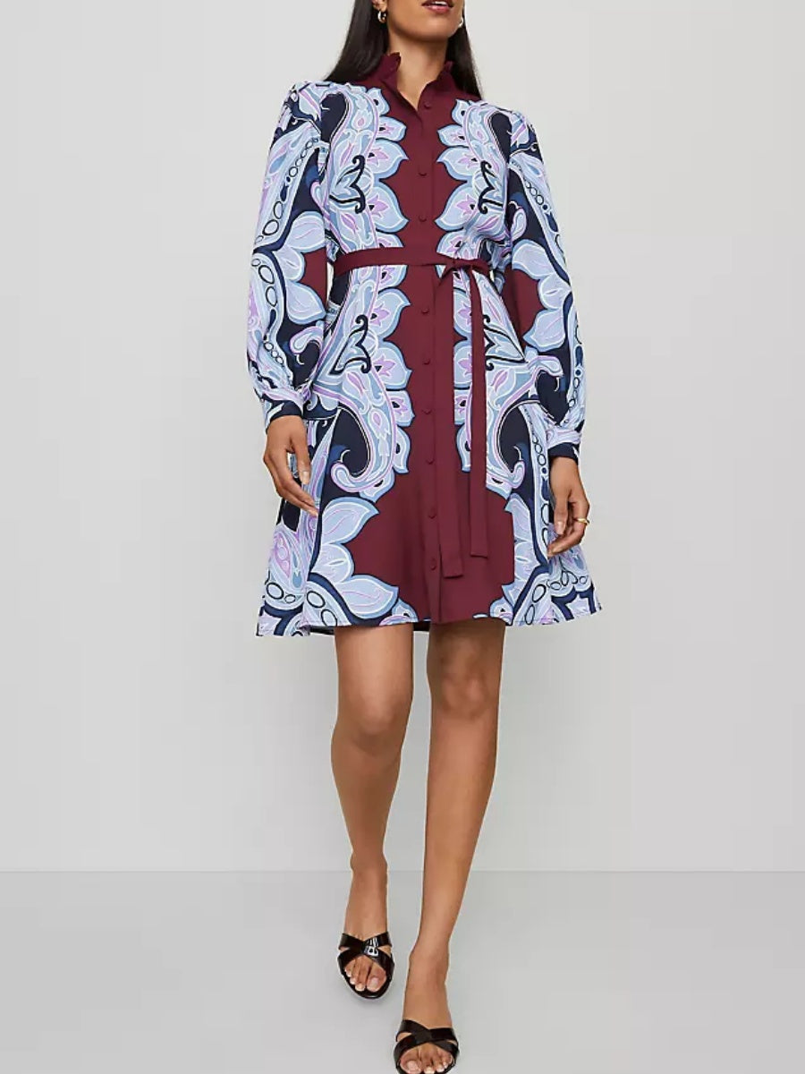 Ruffle Collar Flare Dress