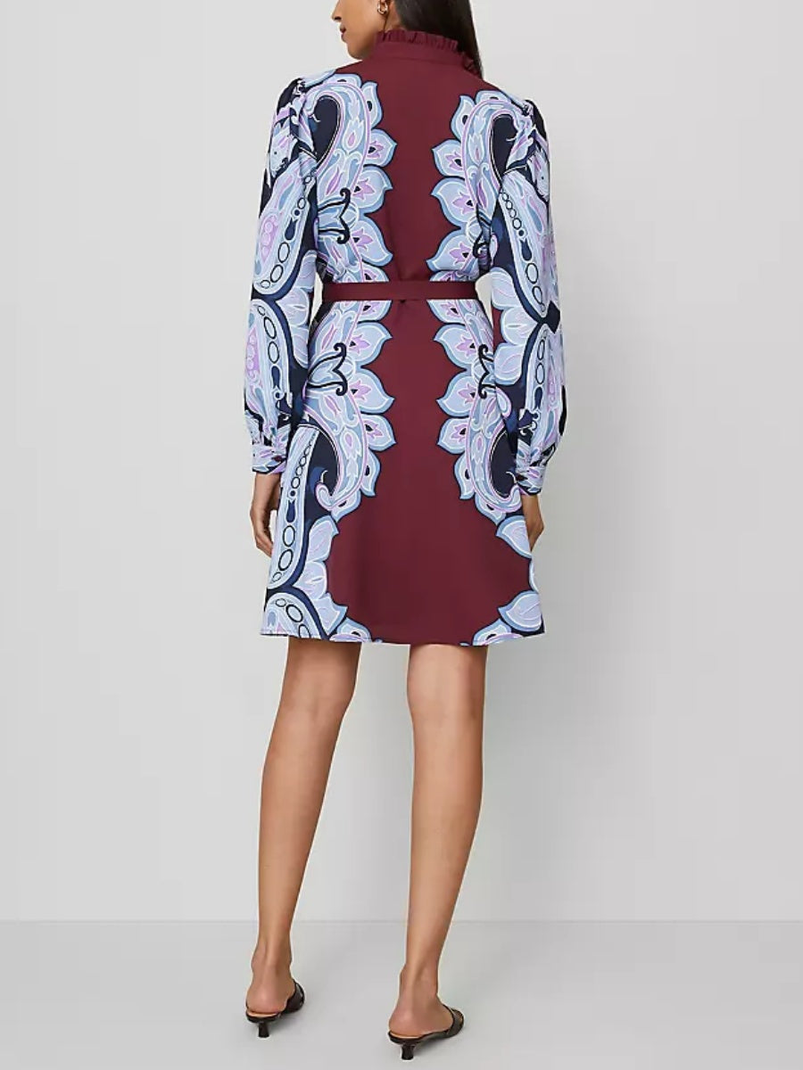 Ruffle Collar Flare Dress