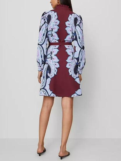 Ruffle Collar Flare Dress