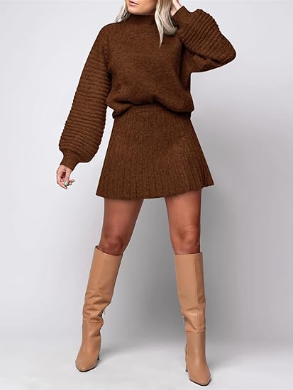 Knit Sweaters And Mini Skirt Two Piece