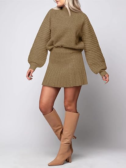 Knit Sweaters And Mini Skirt Two Piece