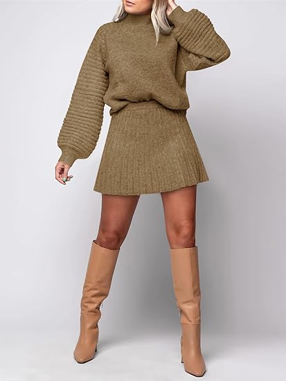 Knit Sweaters And Mini Skirt Two Piece