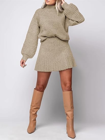 Knit Sweaters And Mini Skirt Two Piece