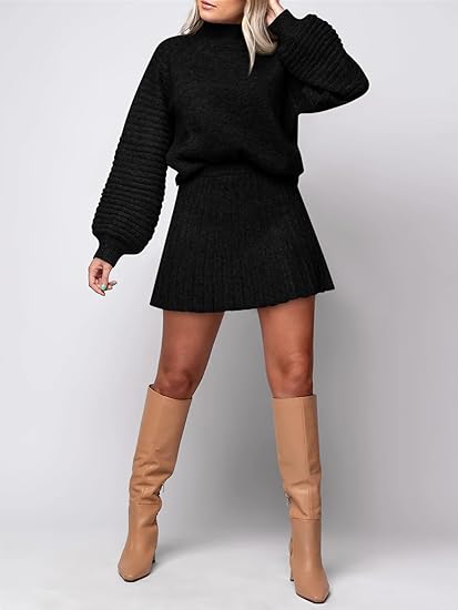 Knit Sweaters And Mini Skirt Two Piece