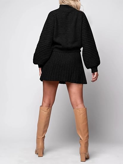 Knit Sweaters And Mini Skirt Two Piece