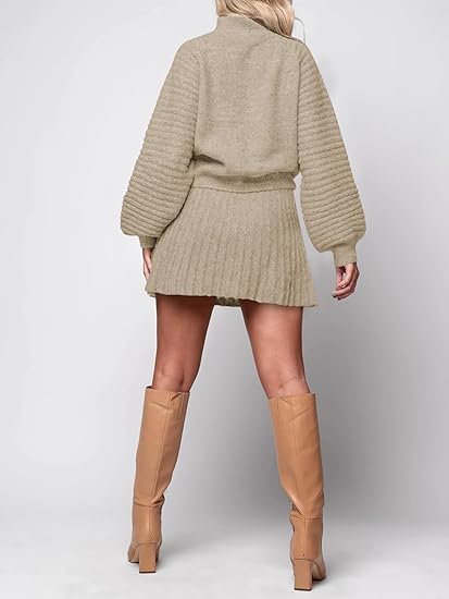 Knit Sweaters And Mini Skirt Two Piece