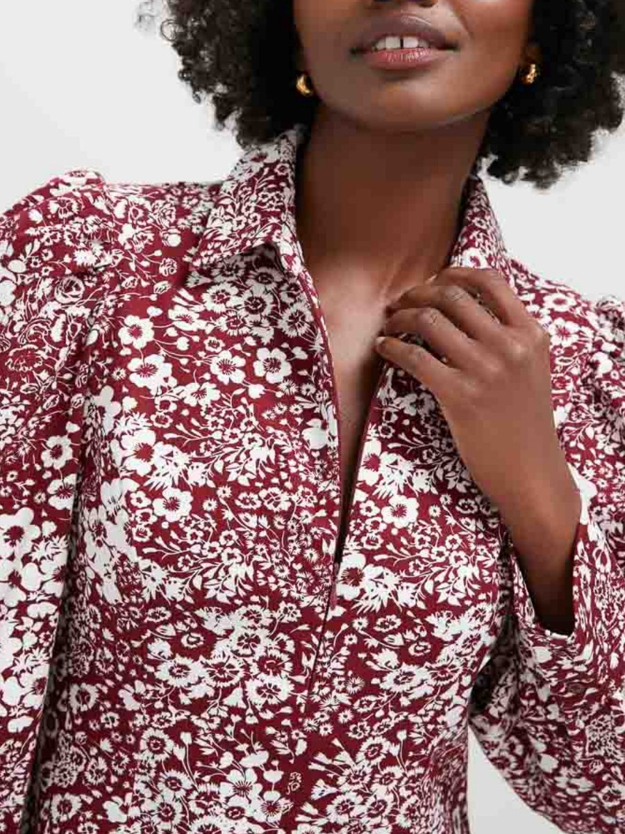 Floral Front Zip Mini Dress