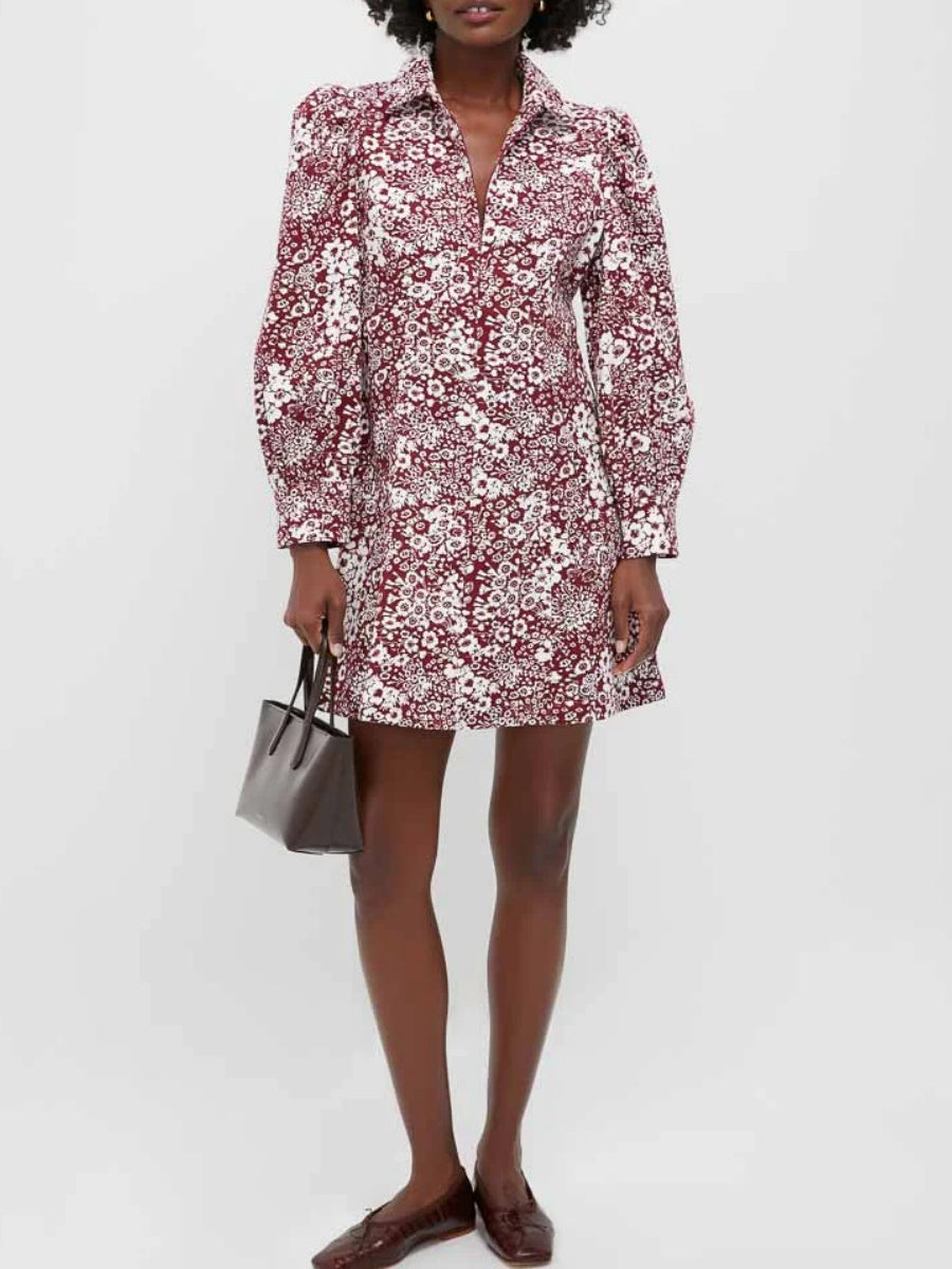 Floral Front Zip Mini Dress