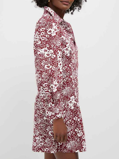 Floral Front Zip Mini Dress