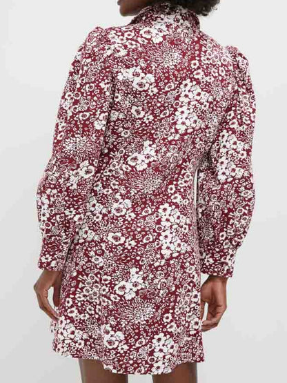 Floral Front Zip Mini Dress