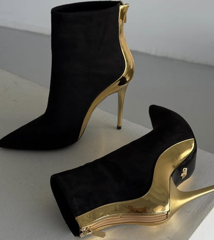 Classic Back Zipper Suede Boots