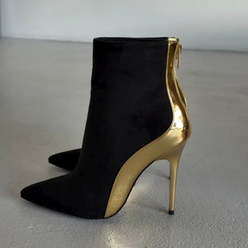 Classic Back Zipper Suede Boots