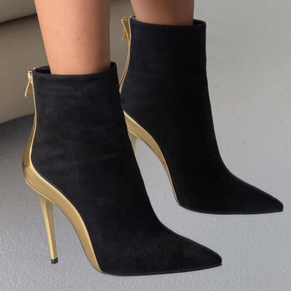 Classic Back Zipper Suede Boots