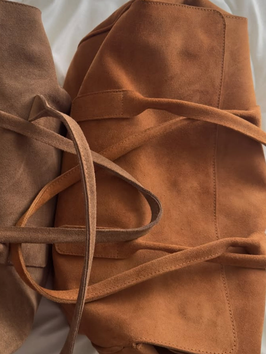 Natural Suede Box Bag