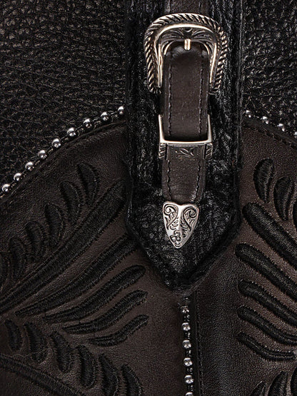 Women’s Black Python Round Toe Boots