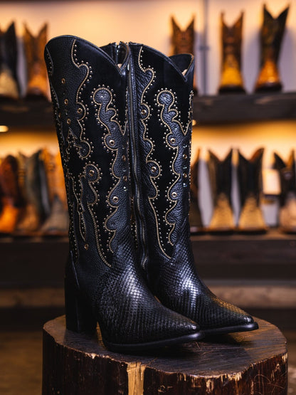 Women’s Python Tall Black Exotic Western Boot