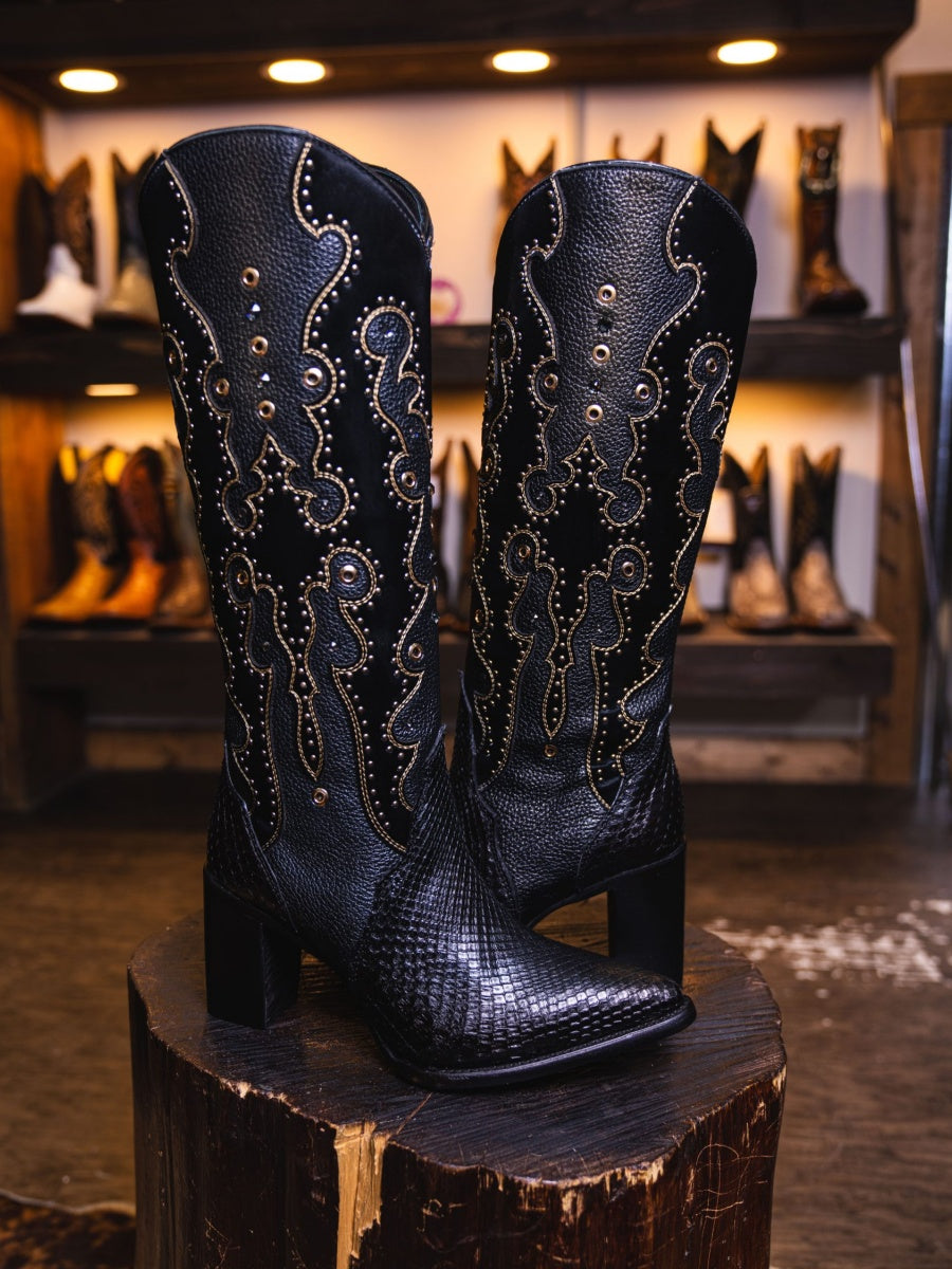 Women’s Python Tall Black Exotic Western Boot