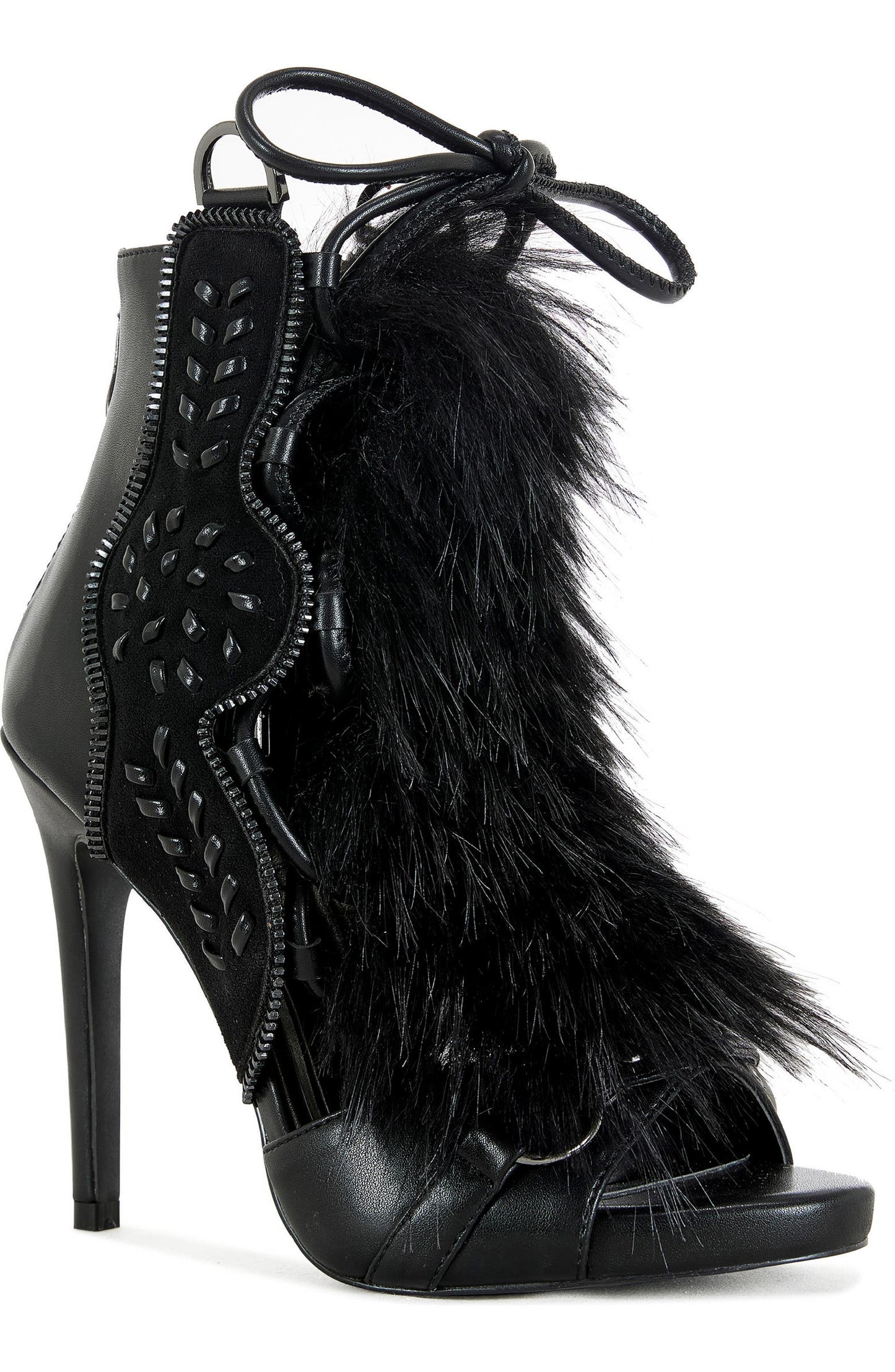 Faux Fur Open Toe Bootie