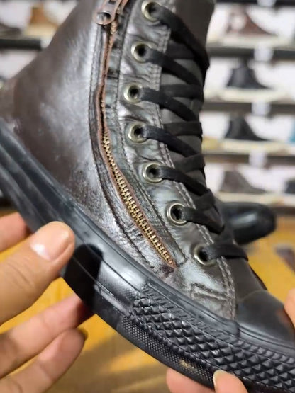 Zipper Leather Shoes