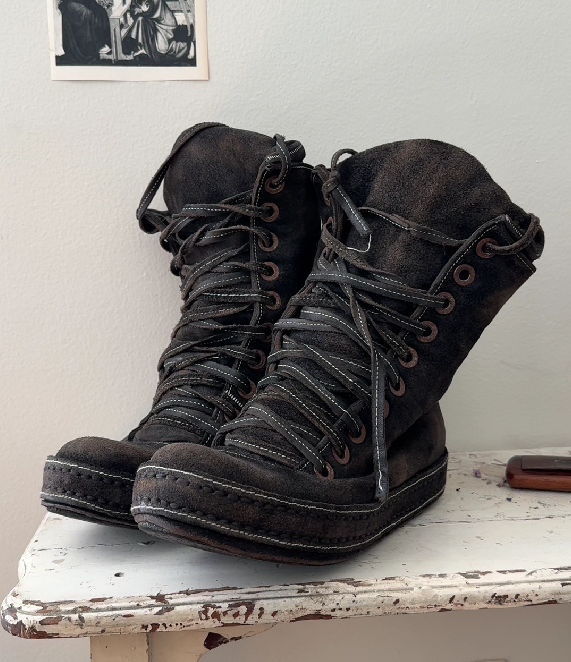 Laced Leather High Top Boots